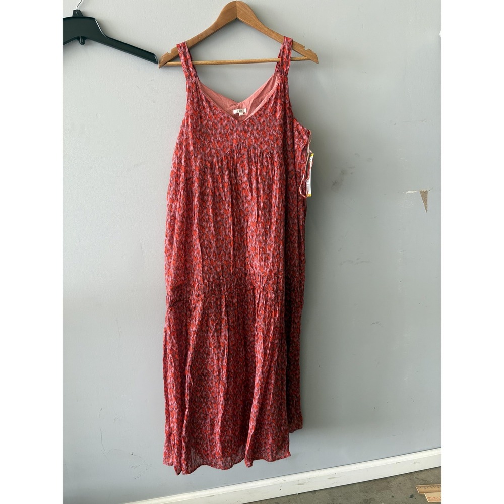 Joie Dress Womens Medium Pink Geometric Maxi Sleeveless Sundress Lined V Neck